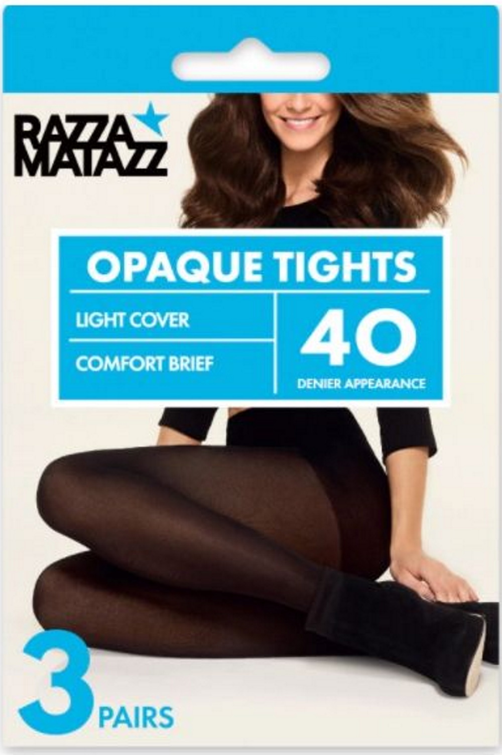 Razzamatazz 40 Denier Opaque Tights 3 Pair Pack Comfort Brief Matte Leg  Look H80036