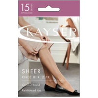 Kayser Sheer Knee Hi (2-Pack) Comfort Band Silky Elastane Sheer Leg 15 Denier H10202