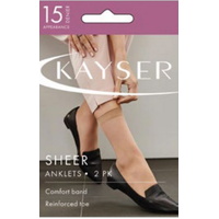 Kayser Sheer Anklets (2-Pack) 15 Denier Sheer Leg Appearance Comfort Band H10203