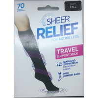 Sheer Relief 70 Denier Travel Support Sock Graduated Compression Cotton H33093