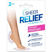 Sheer Relief Cushioned Heel Footlet 2-Pair Low Cut Ideal For Ballet Flats H33108